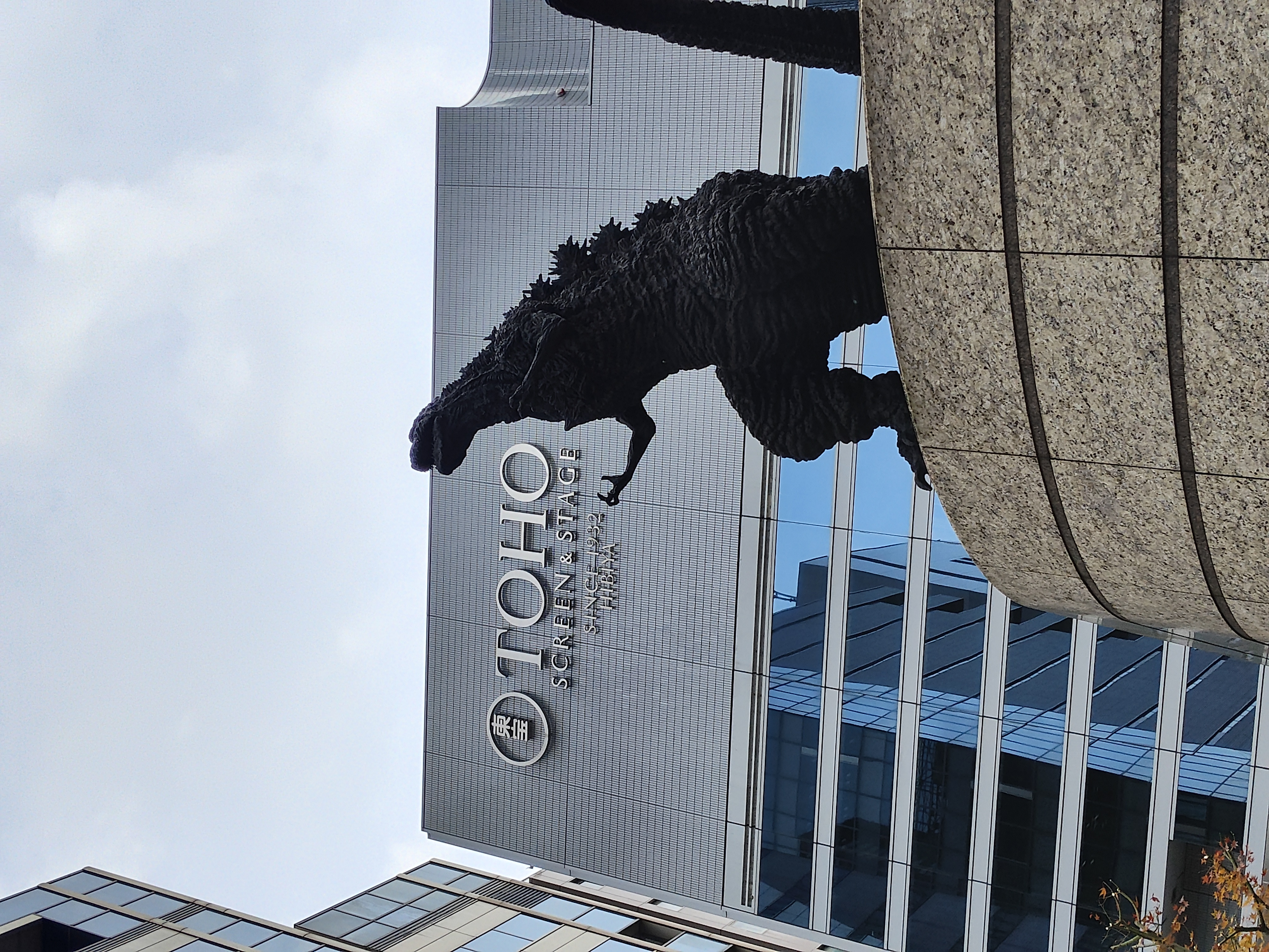 The Godzilla statue outside TOHO Studio in Ginza