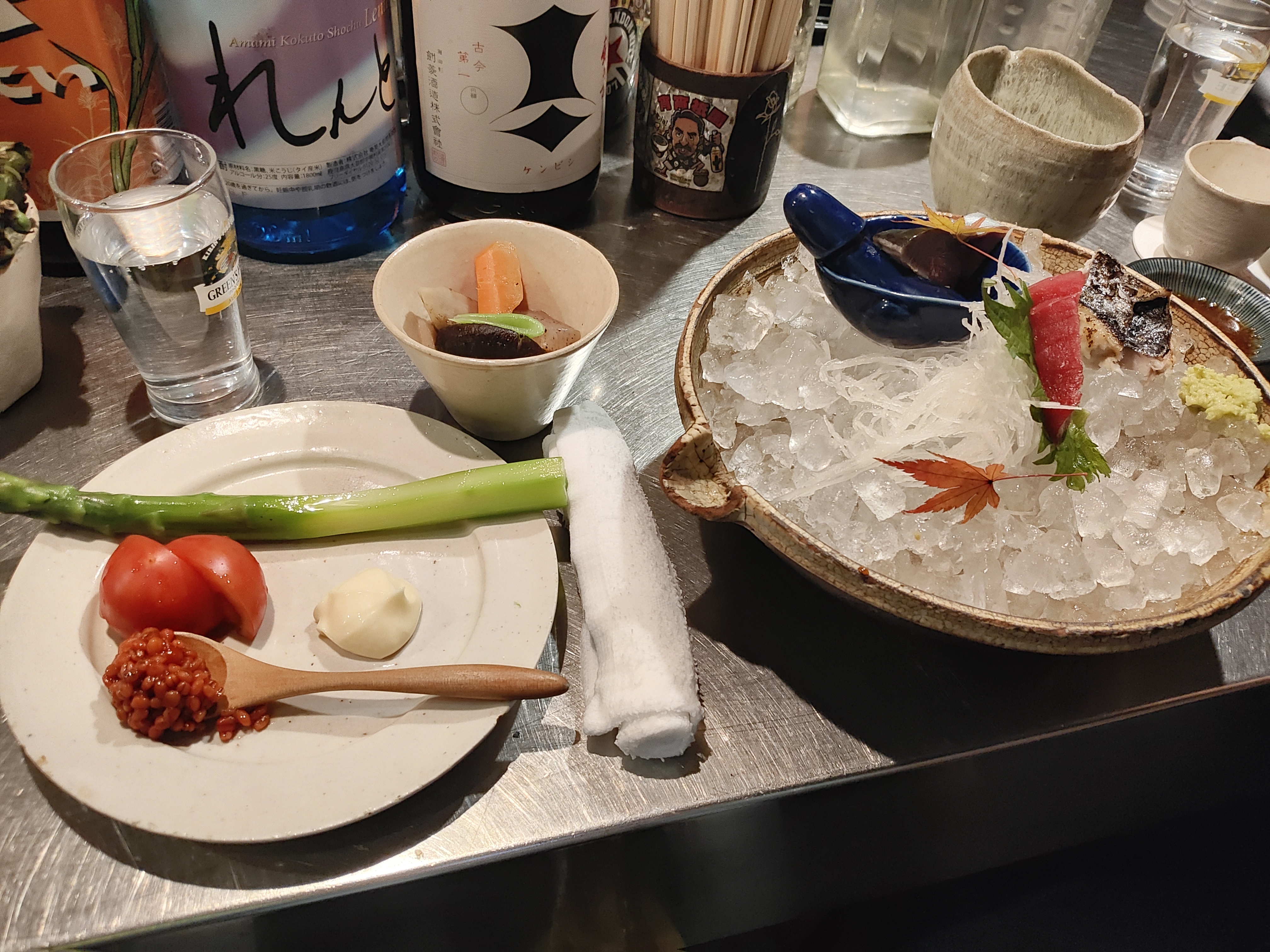 Part of the meal served at the izakaya place. The rampant, deeply misoginistic penis imagery has been intentionally left out.